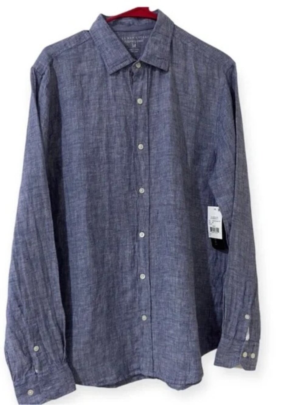 Bloomingdale's Linen Dyed Solid Regular Fit Button Down Medium